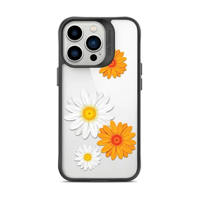 DailyObjects Clear Painted Flowers Black Hybrid Clear Case Cover For iPhone 14 Pro