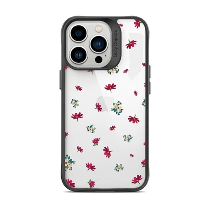 DailyObjects Floating Flowers Black Hybrid Clear Case Cover For iPhone 13 Pro Max