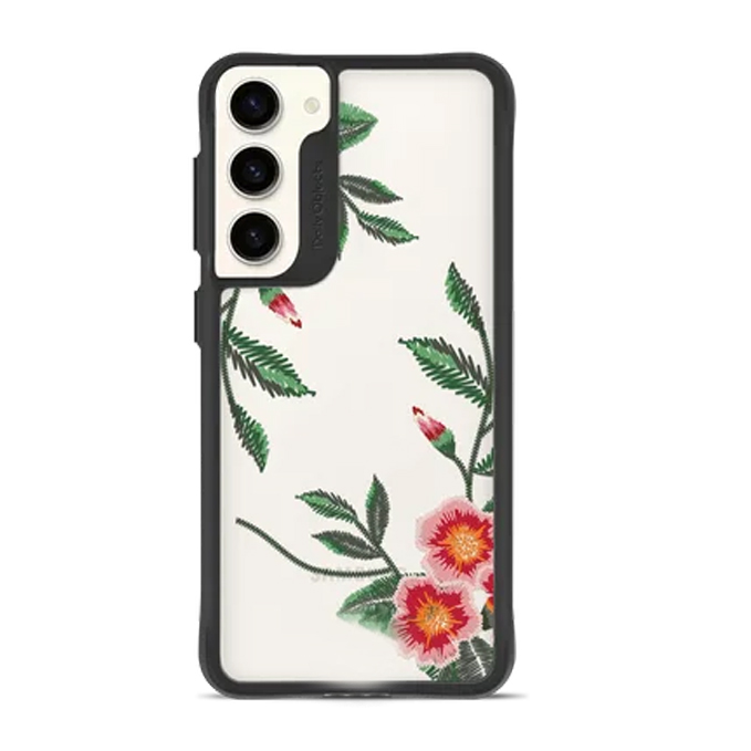 DailyObjects Flower Embroidery Black Hybrid Clear Case Cover For Samsung Galaxy S23 Plus 1