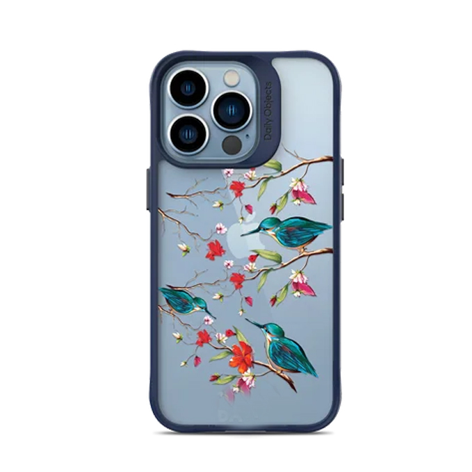DailyObjects Melody Birds Blue Hybrid Clear Case Cover For iPhone 14 Pro Max